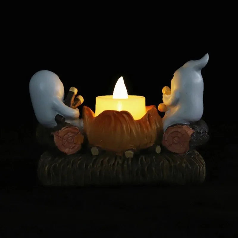 Halloween Home Decoration Ghost Candle Holder Without Candles Decorative Metal Stand Unique Ghost Design Perfect for Spooky Oasis Select