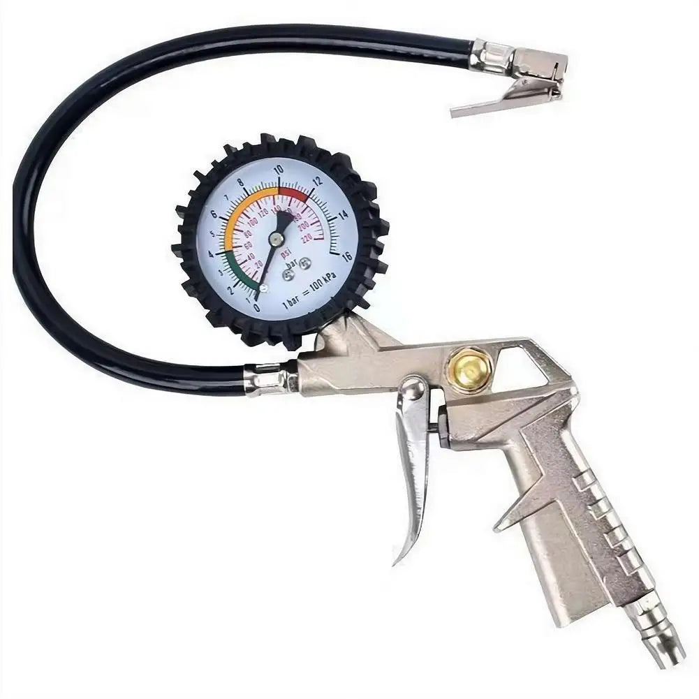 220Psi Auto Tire Pressure Gauge Pressure Gun Type For Air Compressor Car SUV Motorcycle Inflator Pump Tire Repair Tool Oasis Select Silvery