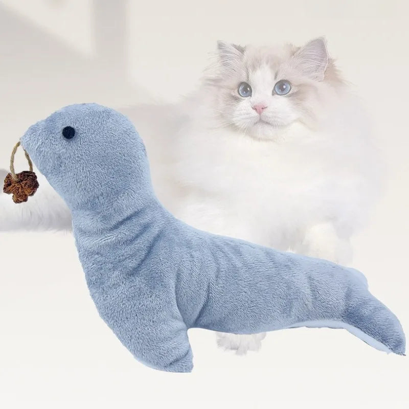 1Pcs Pet Supplies Plush Catnip Bionic Seal Cat Teaser Toy Gnawing Gall Fruit Grinding Teeth Cleaning Safety Material Oasis Select