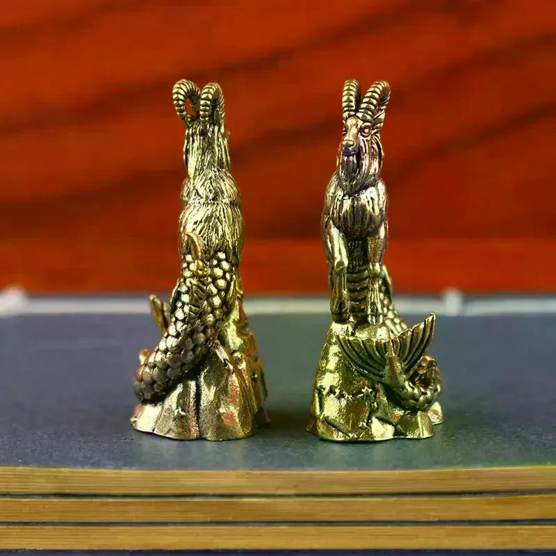 Capricorn Brass Statue Goat Body Fish Tail Zodiac Sign Figurine For Home Office Decor Luck Ornament Oasis Select