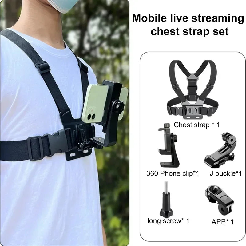 5 in 1 Mobile Phone Chest Strap Mounting Holder First Angle Video Record life Phone Bracket Fixed Live Broadcast Accessories Oasis Select