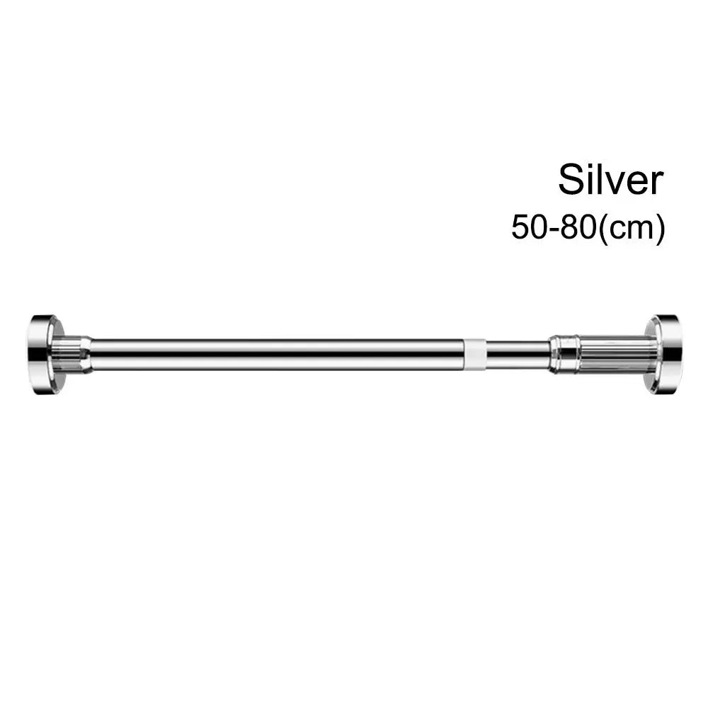 Durable Stainless Steel Clothes Drying Rack No-Drill Hollow Telescopic Pole Adjustable 35-80cm Curtain Rod for Balcony Bathroom Oasis Select silver 35-50cm