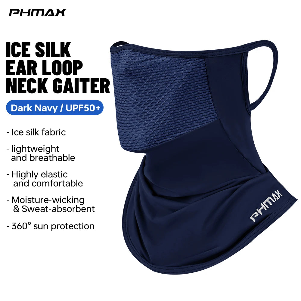 PHMAX Summer Ice Silk Bicycle Mask Scarf Sun Protection Full Face Mask Anti-UV Breathable Quick Dry MTB Road Bike Cycling Mask Oasis Select DEEP BLUE
