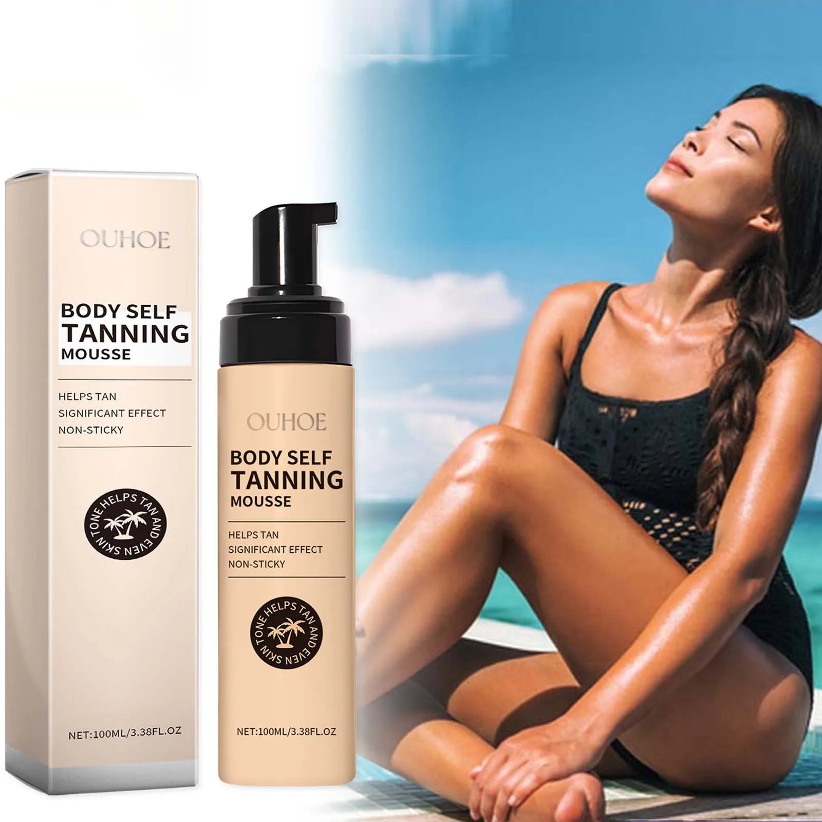 Body Self Tanning Mousse Fake Tan Bronze Skin Quick Natural Tanning Mousse Body Bronzer Sunless Self Tanner Face Body Outdoor Oasis Select 100ml