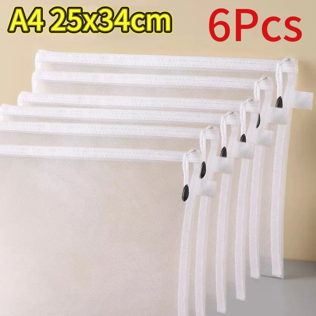 Transparent Mesh Storage Bags with Zipper for Lego Blocks, Puzzle&Toy Organization,Kids' Sorting Pouch for Small Parts Organizer Oasis Select 6pcs L white