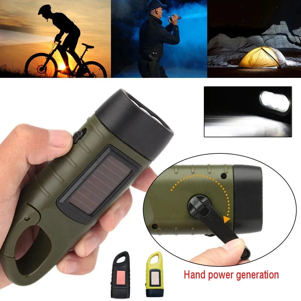 Solar Hand Crank LED Flashlight – Emergency Dynamo Torch
