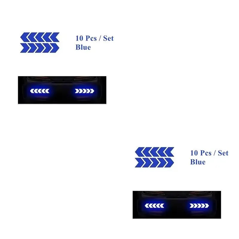 1/2/3set Car Bumper Reflective Safety Strip Stickers Car Arrow Reflective Sticker Reflective Warning Safety Tape Oasis Select Blue-2set