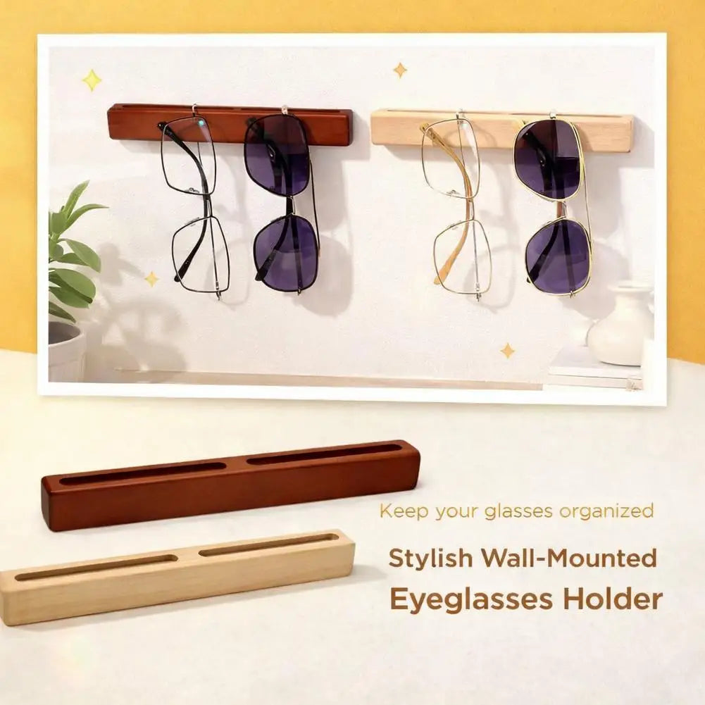 Wall-Mounted Wooden Eyeglasses & Sunglasses Holder Rack
