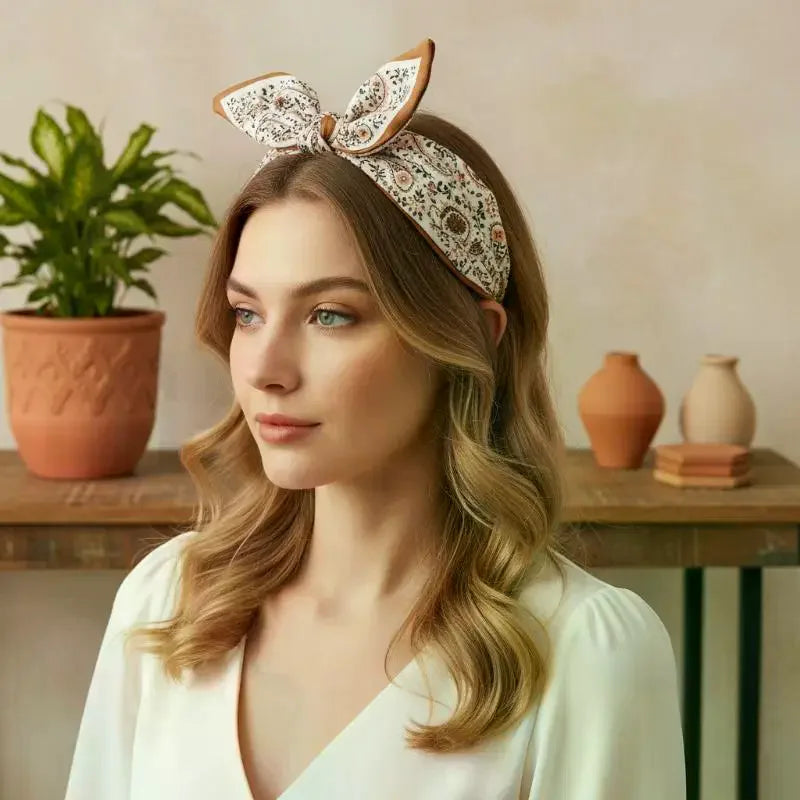 Floral Paisley Bohemian Rabbit Ear Headband | Stretchy Bohemian Headband Oasis Select