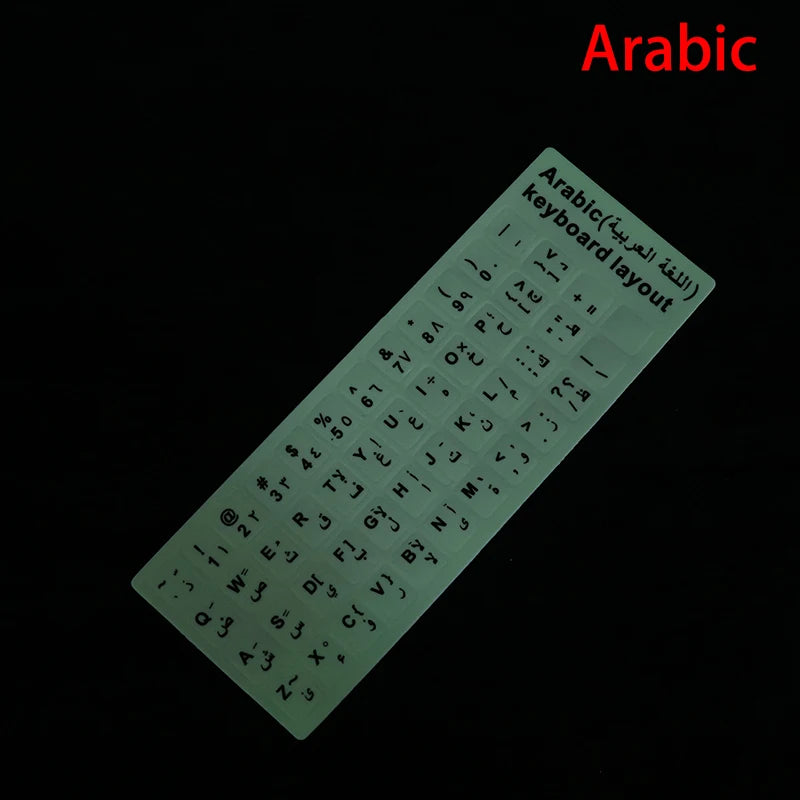 Luminous Keyboard Film Spanish,Russian,Arabic,French,English Etc Language Fluorescent Keyboard Letter Protective Stickers Oasis Select D