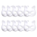 5/10pcs Paper Blank White Mask Halloween Cosplay Cat Fox DIY Paintable Half Face Mask Animal Costume Party Decorate Craft Prop Oasis Select 10pc