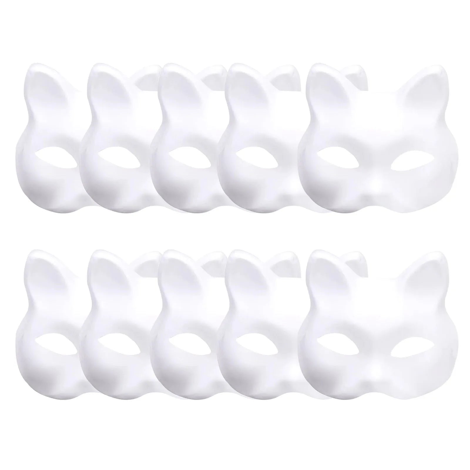 5/10pcs Paper Blank White Mask Halloween Cosplay Cat Fox DIY Paintable Half Face Mask Animal Costume Party Decorate Craft Prop Oasis Select 10pc