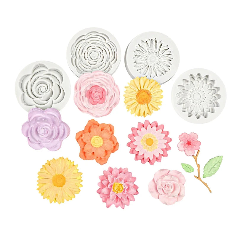 Silicone Fondant Cake Mold Rose Peach Blossom Flower Shaped Baking Chocolate Decorative Mould for Pastries 15-71 Oasis Select