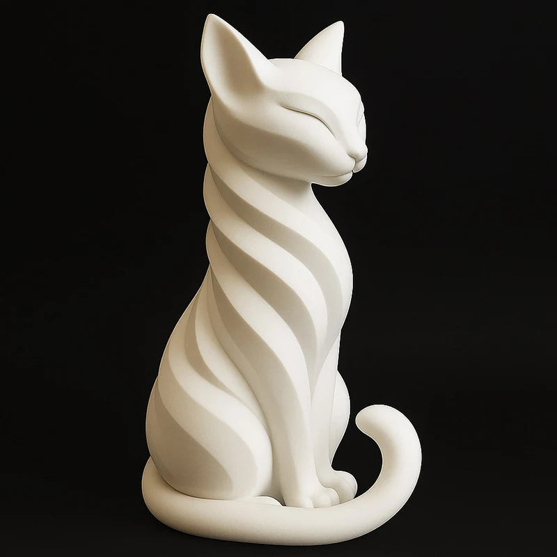 Elegant Cat Sculpture With Stripes Cat Figurine Indoor/Outdoor Home Decor Charming Cat Statue Desks Bookshelves Ornament Oasis Select