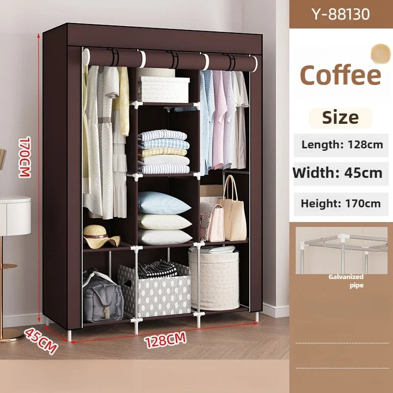 Multi-functional Simple wardrobe dormitory rental e****my bedroom storage large capacity combination non-woven wardrobe Durable Oasis Select brown