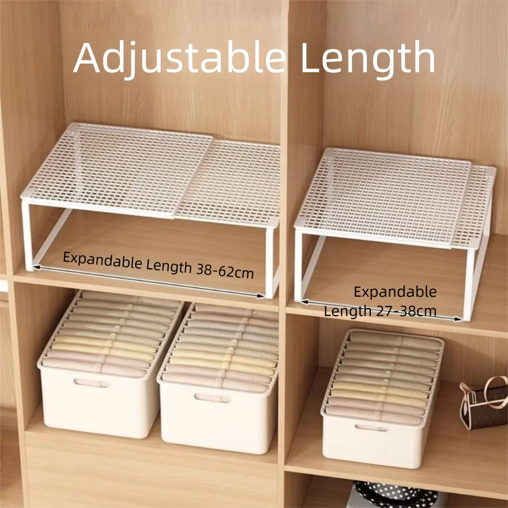 DIY Metal Closet Shelf Expandable Adjustable Wardrobe Organizer Retractable Stackable Shelves Bathroom Oasis Select