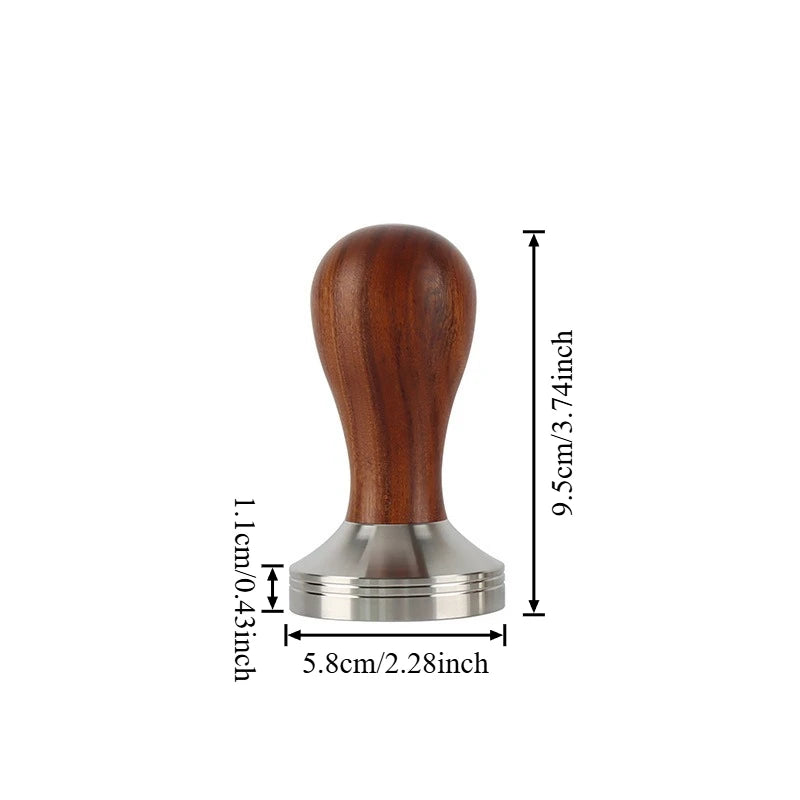51/53/58mm Espresso Tamper for Semi-Auto Machines – Flat Stainless Steel Base, Wooden Handle Barista Tool, Suitable for baristas Oasis Select