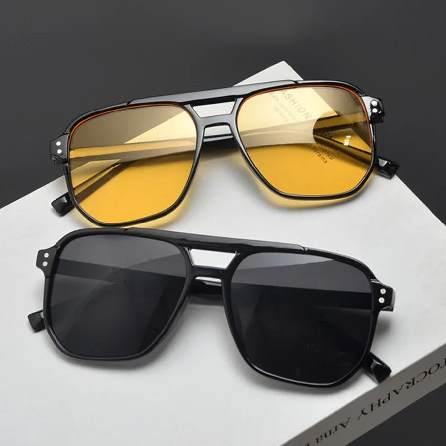 Vintage Men Women Big Sunglasses Men Square Shades Unisex Sun Glasses Black Lense Male Female Sunglasses UV400 Glasses Oasis Select
