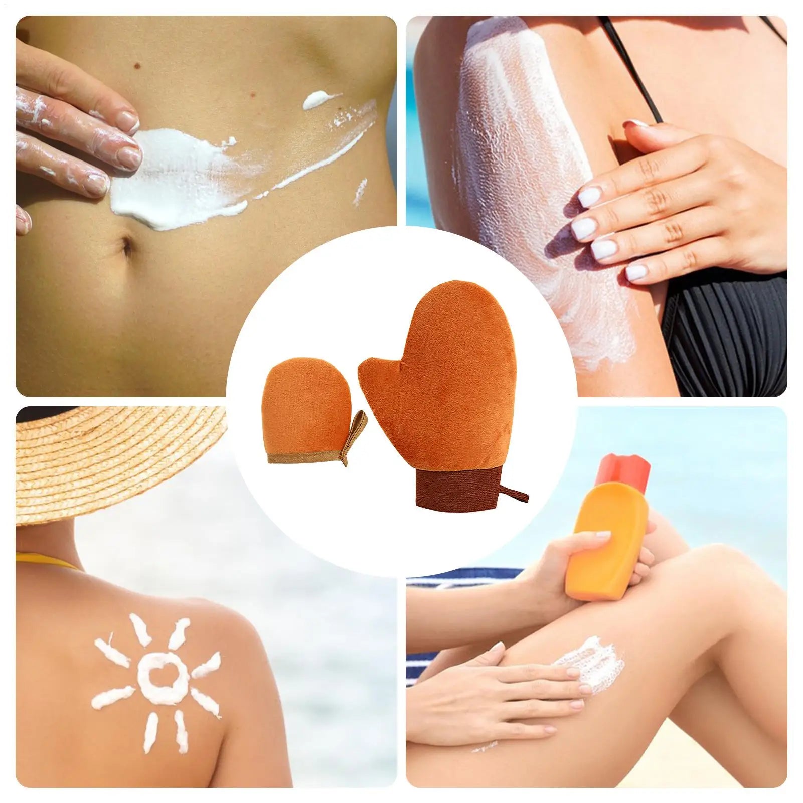 2Pc Self-Tanning Glove Body Lotion Mitt Double-Sided Prevents Sticky Hands Applicator Quick Dry Flocking Glove Makeup Applicator Oasis Select