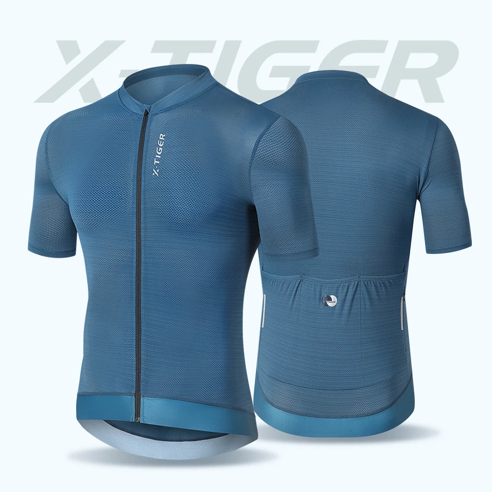 X-TIGER Cycling Jersey Men Short Sleeve High Quality Road Bike Jerseys Summer Full Zipper with Pockets Breathable Quick Dry Oasis Select
