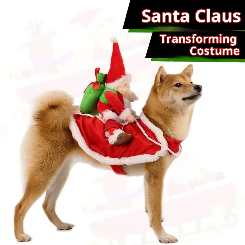New Santa Claus Riding Suit Pet Christmas Dog and Cat Clothing Dog Clothes for Small Dogs Oasis Select