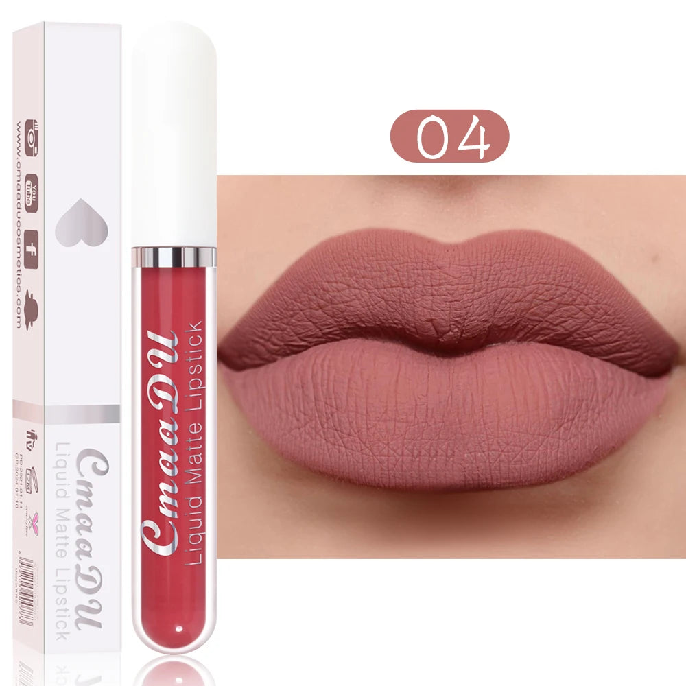 CmaaDu 1 Pcs Matte Lip Gloss Liquid Lipstick- Lip Stains with Long-Lasting Waterproof, Adult Age Range, Red Tones Easy to Color Oasis Select 04