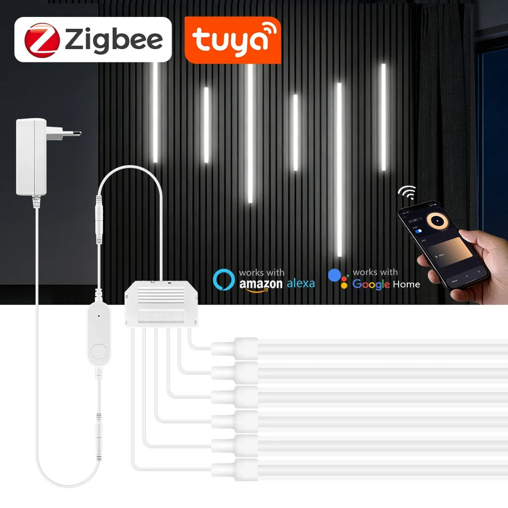 Zigbee 3.0 Smart Controller 24V COB Tape Tuya Voice Control Silicone Neon Rope Light For Silencing Board Multi Layer Cabinet Oasis Select