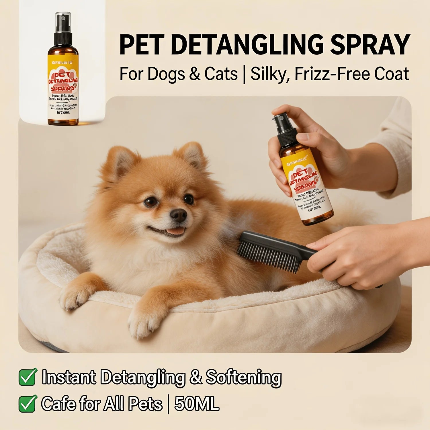 Pet Hair Care Spray And Detangling Conditioner, Instant Fur Smoothing, Deep Nourishing Knot Remover, Hydrating Moisturizing Oasis Select
