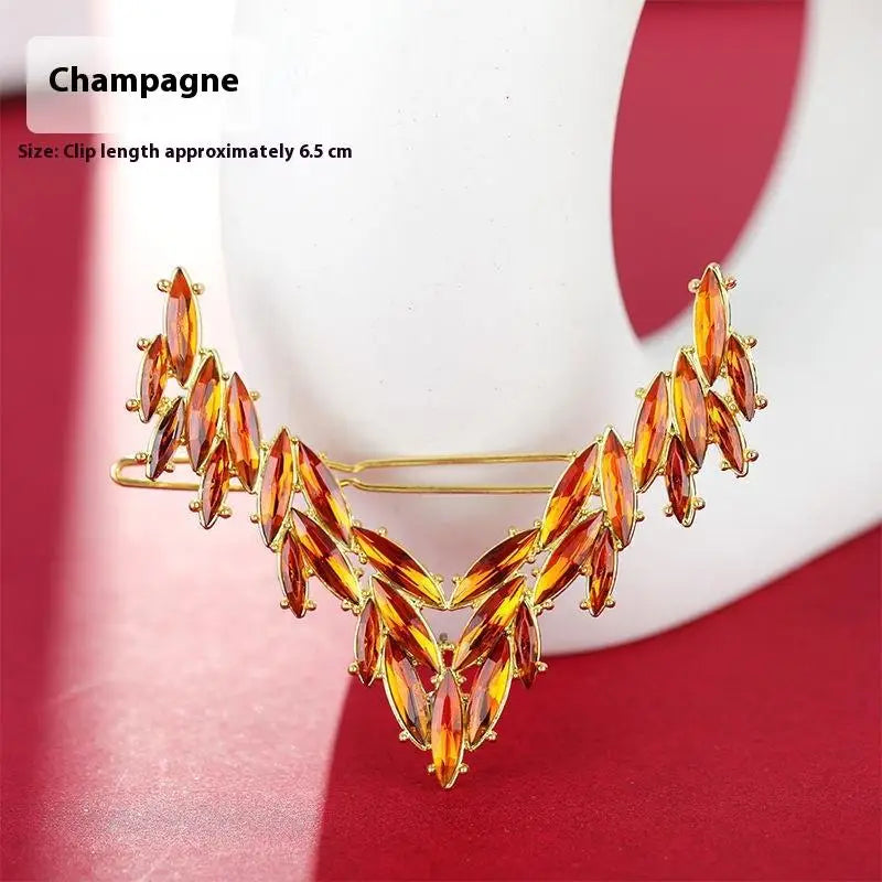 Korean V-Shape Crystal Hair Clip – Luxury Rhinestone Hairpin Crystal Hair Clip Oasis Select A8
