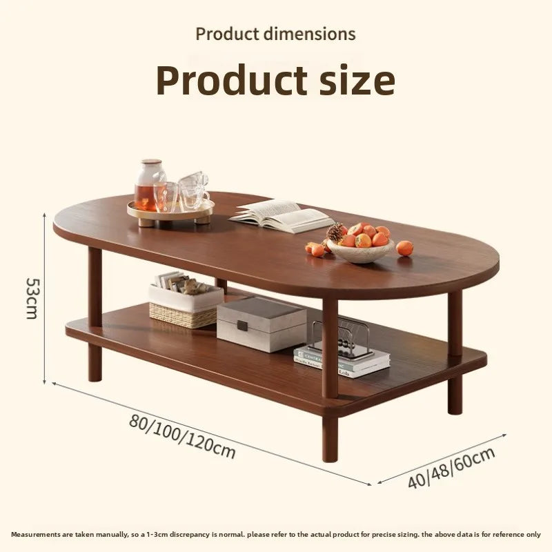 Coffee table Modern simple small apartment rental house Solid wood legs Low table Living room Simple storage Oval tea table Oasis Select