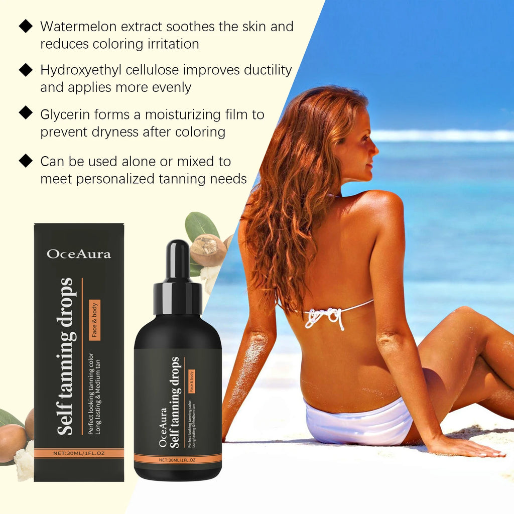 Self Tanning Drops Sunless Lasting Solarium Bronzer Natural Tanner for Body Face Antioxidant Prevent Sunburn Tanning Products Oasis Select