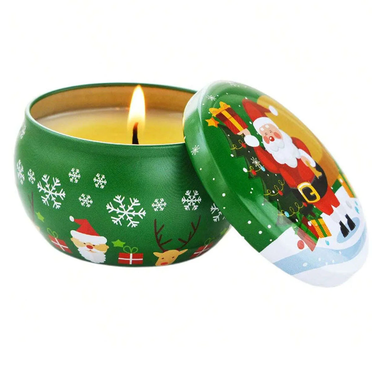 Christmas Atmosphere Aroma Candles Santa Claus Tin Box Plant Formula Aroma Candles Suitable for Bedroom and Living Room Oasis Select