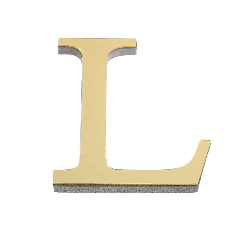 DIY 3D Mirror 26 Letters Wall Stickers Logo Name Alphabet Wedding Love Letters English Wall Home Decor Wall Art Mural Stickers Oasis Select L