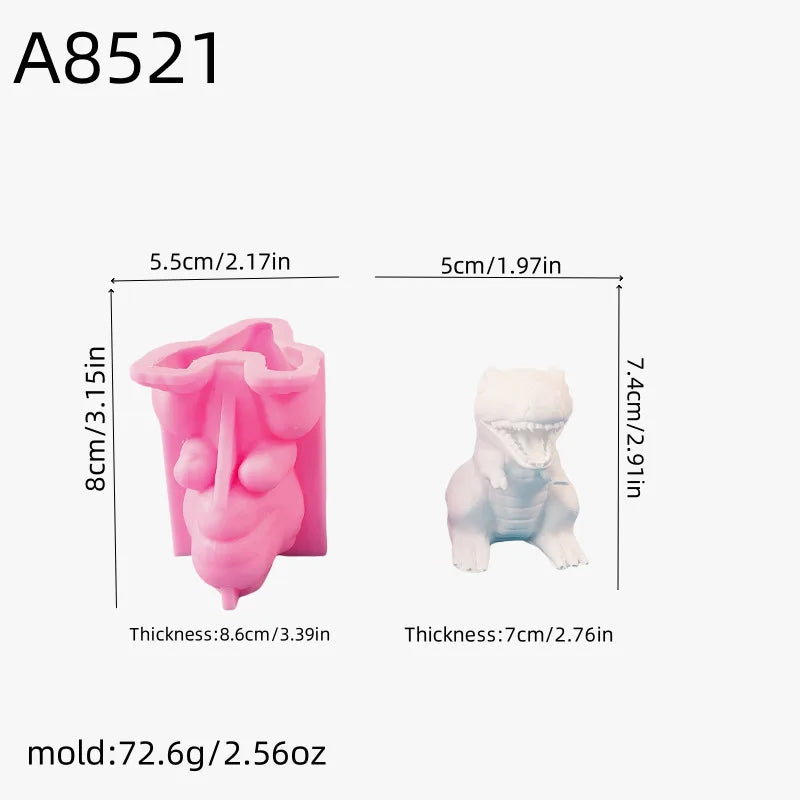 3D Horse, Duck, Alpaca, Dinosaur Animal Series Plaster Figurine Silicone Mold DIY Cement Plaster Dinosaur Animal Mold Oasis Select Tyrannosaurus