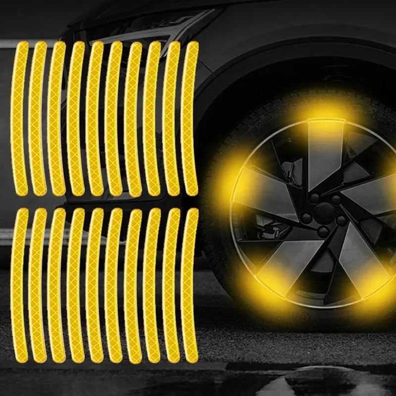 Car Wheel Hub Reflective Sticker Tire Rim Reflective Strips Luminous for Night Driving Car Bike Motorcycle Wheel Sticker Oasis Select 20Pcs Yellow