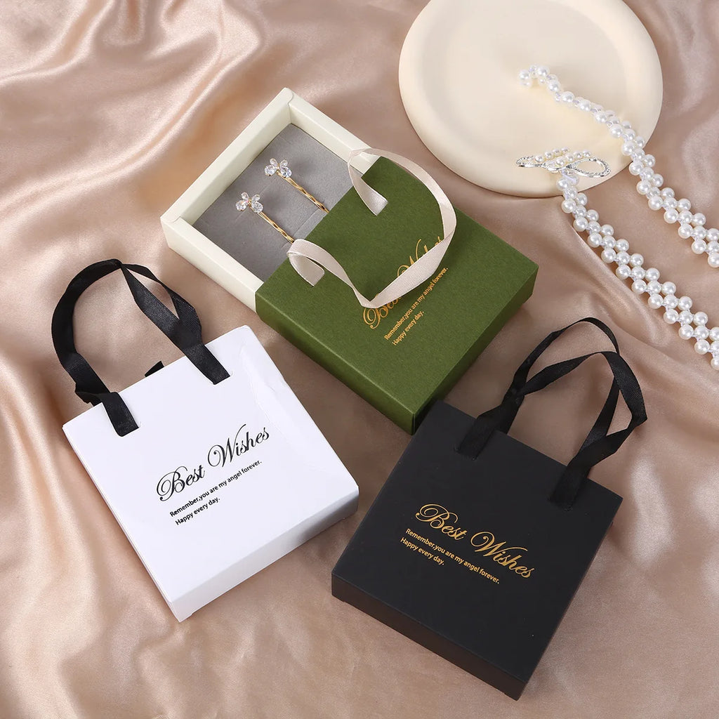 Handheld Jewelry Box Paper Pull-Out Drawer Jewelry Case Portable Ring Earrings Necklace Gifts Packaging Box Oasis Select