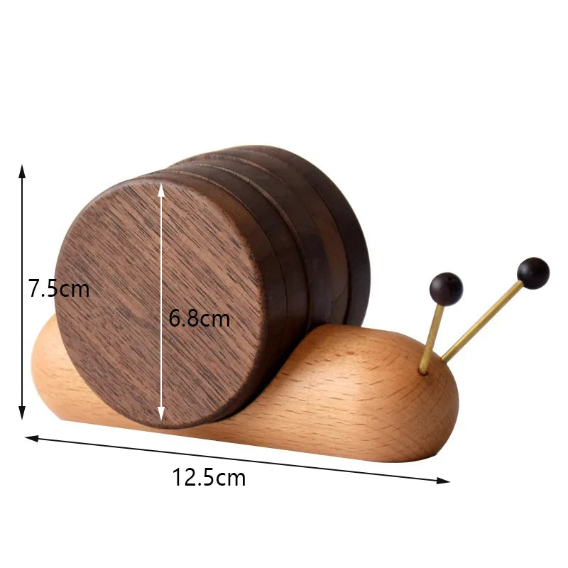 Snail-Shaped Wooden Tea Coaster Set – Heat Insulation Mat Wooden Tea Coaster Oasis Select