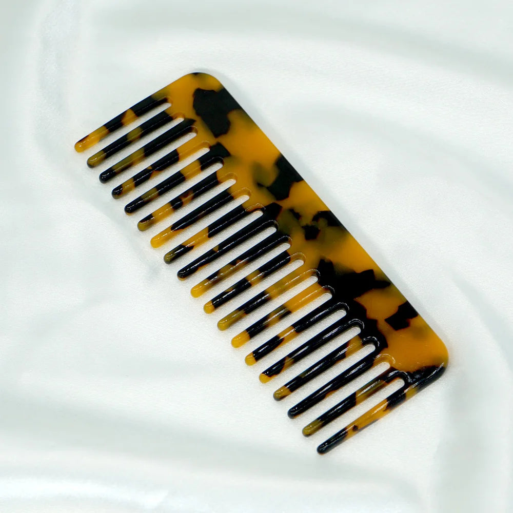 Acetate Hair Comb Set - Wide Tooth Detangling Comb, Anti-static, Tortoise & Colorful Pattern, for Curly/Thick Hair, Daily & Trav Oasis Select sz322-Amber
