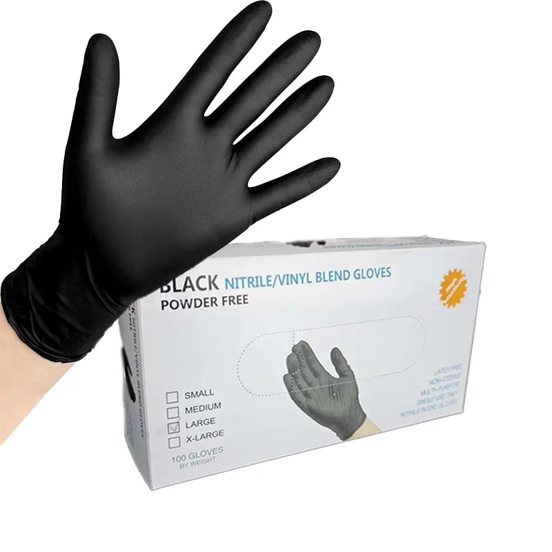 100PCSDisposable Nitrile Black Gloves - Tear-Resistant Durable, Ideal for Cooking Food Handling & Dough Kneading Oasis Select
