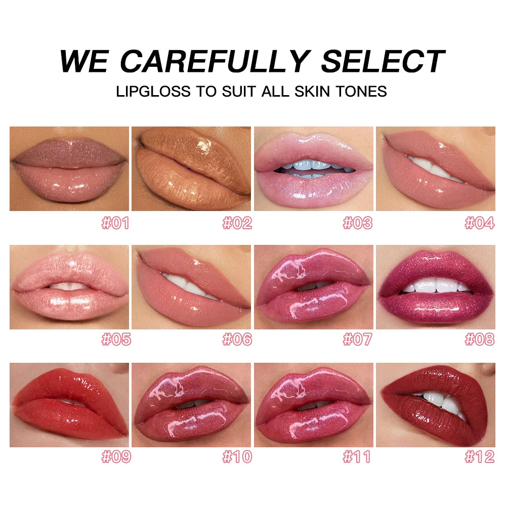 USHAS 12-Color Glitter Lip Gloss – Metallic & Moisturizing