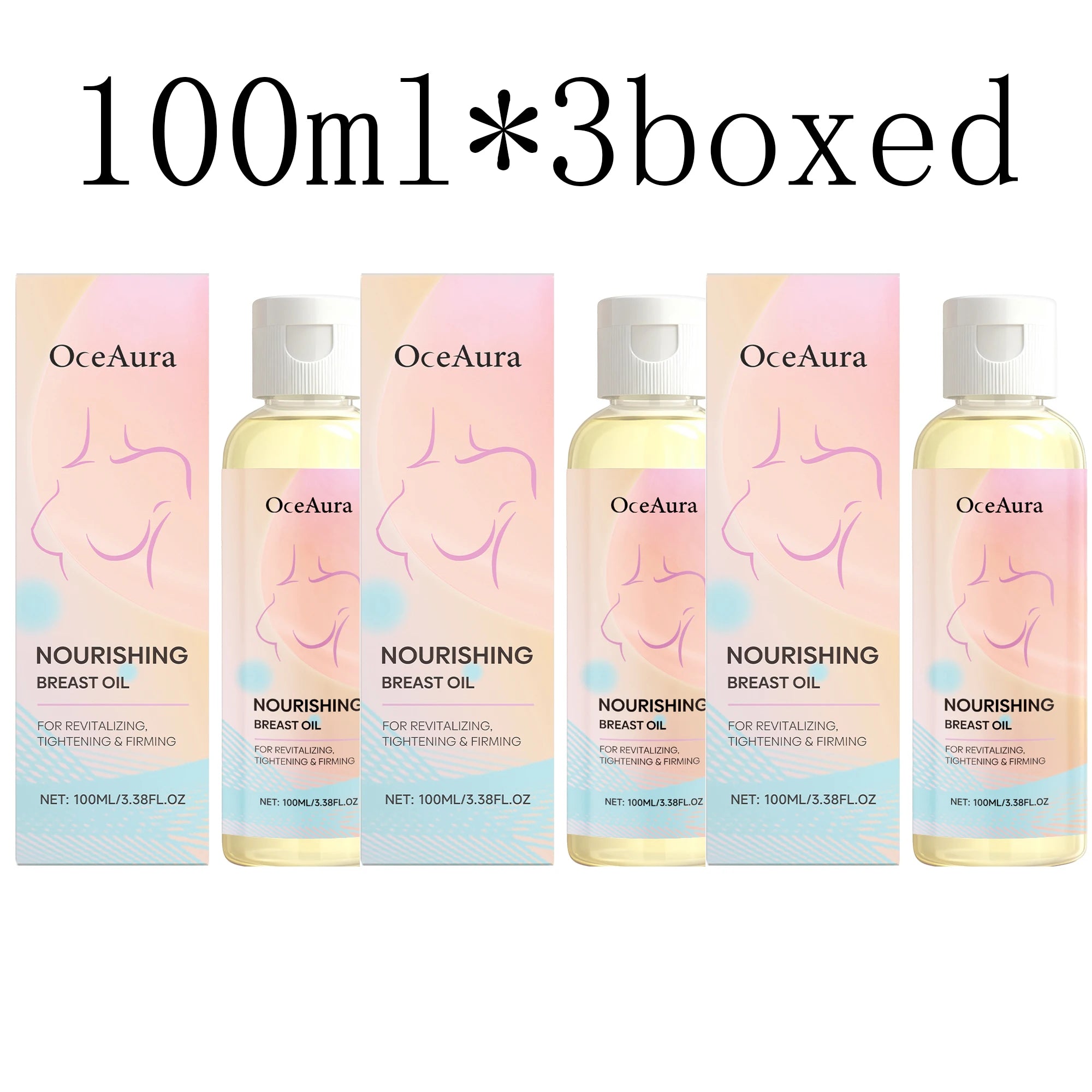 OceAura Breast Massage Oil Improve Skin Firmness Shape Breast Contours Enhance Body Curves Nourish Breast Skin Elasticity Oasis Select 100ml X 3boxed