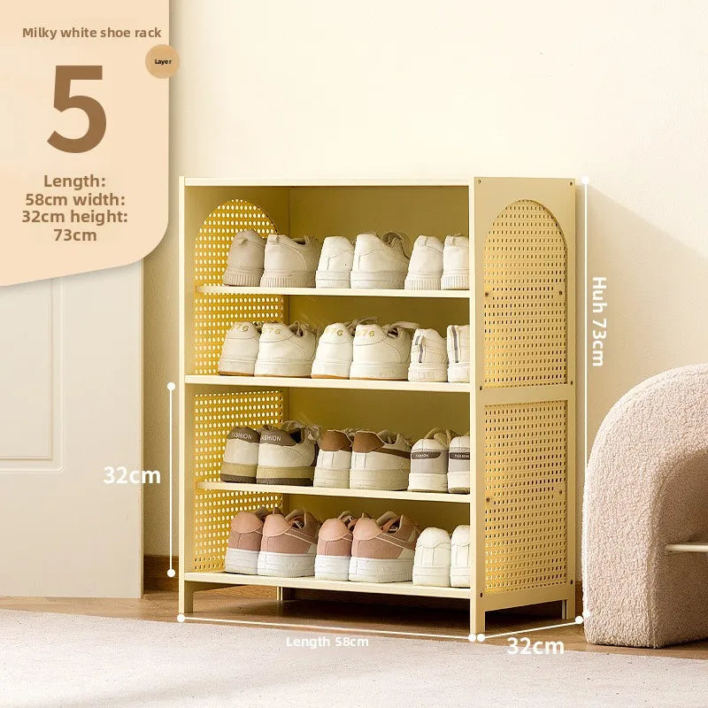 Simple shoe cabinet home door multi-layer baffle shoe rack corridor entrance economical home storage simple shoe cabinet Oasis Select Milk White 5-58