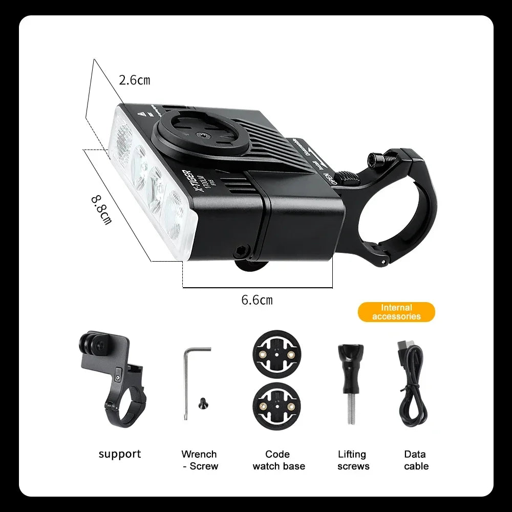 X-TIGER Bike Lights 1700LM High Brightness IPX6 Waterproof Night Riding Compatible With Garmin GoPro Mount Bicycle Front Light Oasis Select