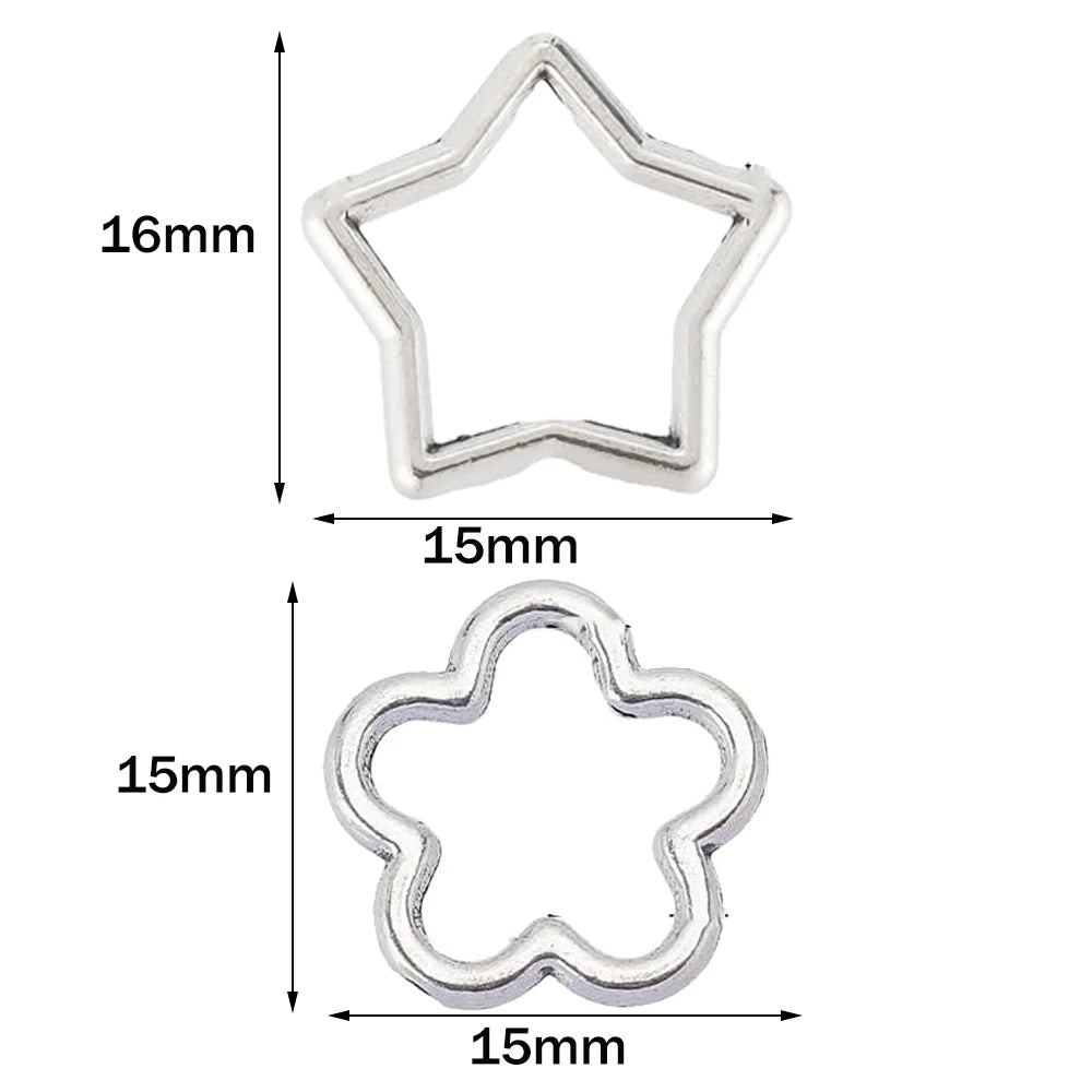 50pcs Flower Star Bead Frames Spacer Beads Double Hole Hollow Connector Link Charms for Jewelry Bracelet Necklace Earring Making Oasis Select