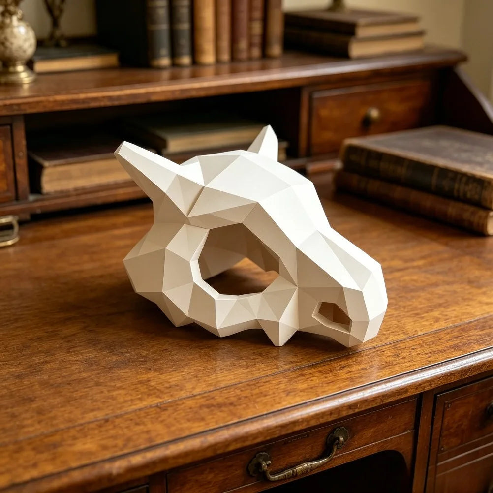 3D Printed Geometric Skull Figurine Stylish Low Poly Head Ornament Minimalist Desktop Bookshelf Statue Home Tabletop Decoration Oasis Select