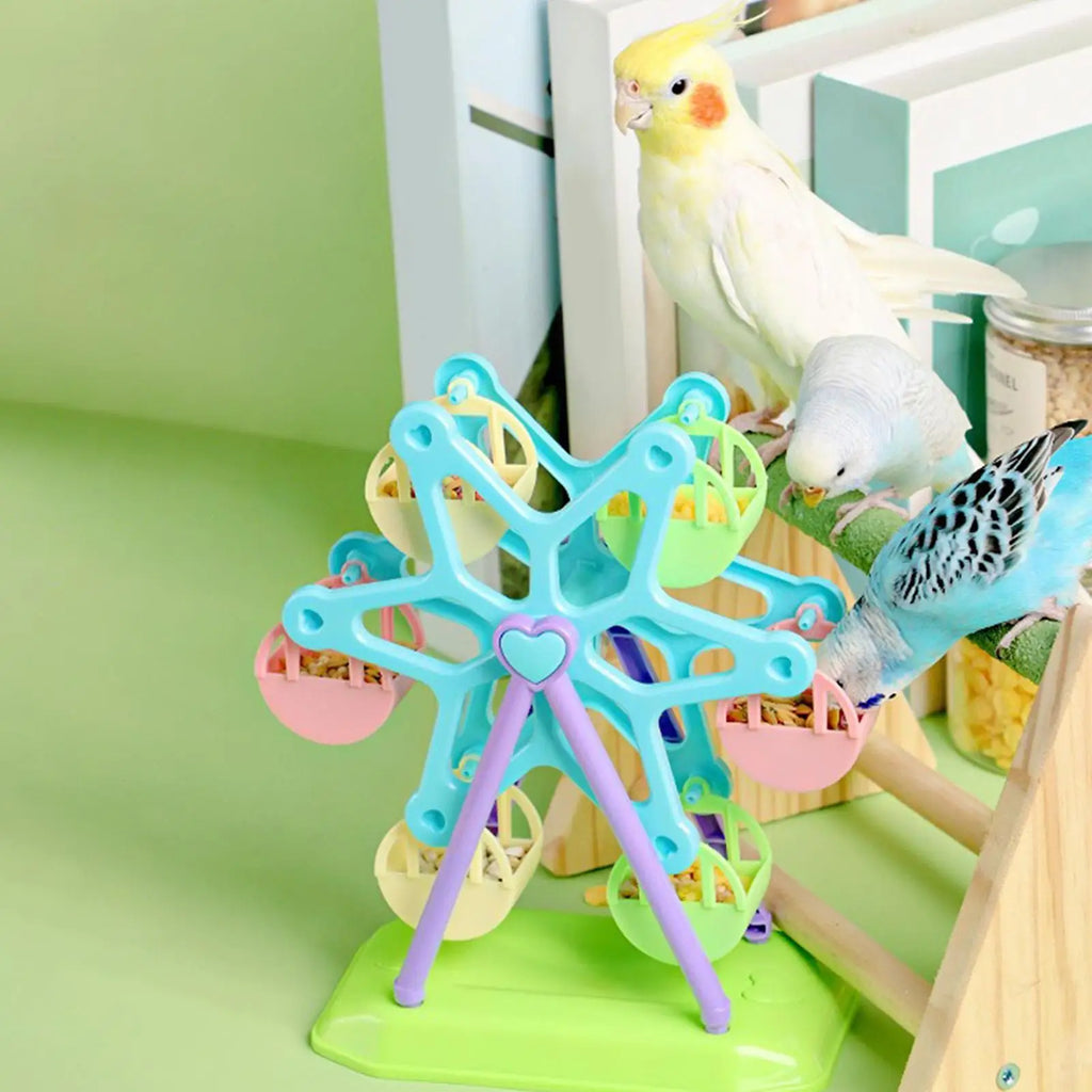 Bird Toys Foraging Wheel Parrot Toy Snacks Feeder Intelligence Growth Bird Supplies Parrot Ferris Wheel Bird Windmill Foraging Oasis Select
