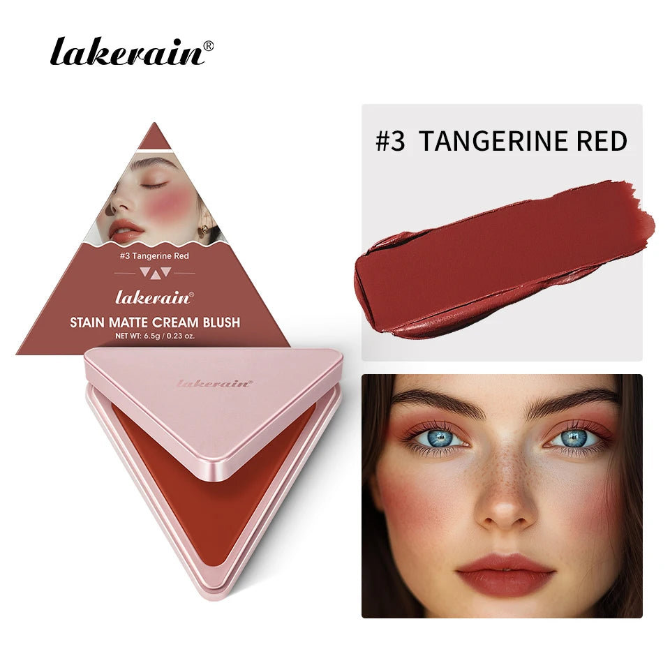 Lakerain 2 IN 1 Cream & Powder Blush Long-Lasting Wearing High Pigment Natural Pink Blusher Waterproof Matte Blush Makeup Oasis Select 3Tangerine Red