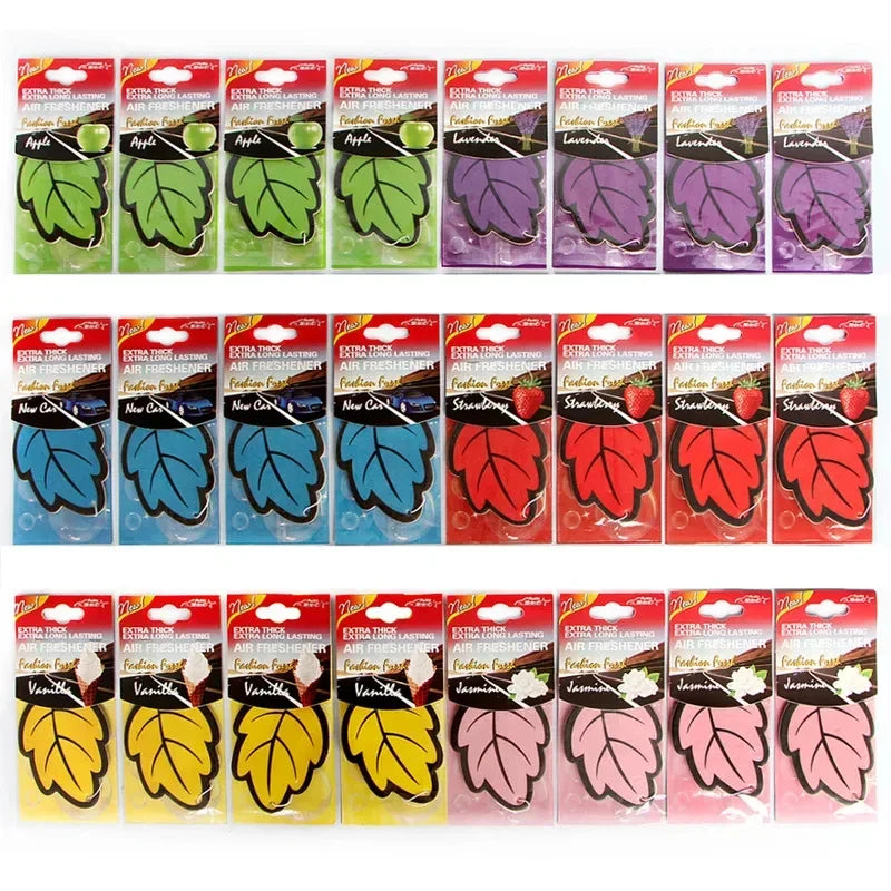 6/12/24/36pcs Mix Car Air Freshener Natural Scented Tea Paper Auto Hanging Perfume Fragrance Leaf Shape Car Accessories Oasis Select
