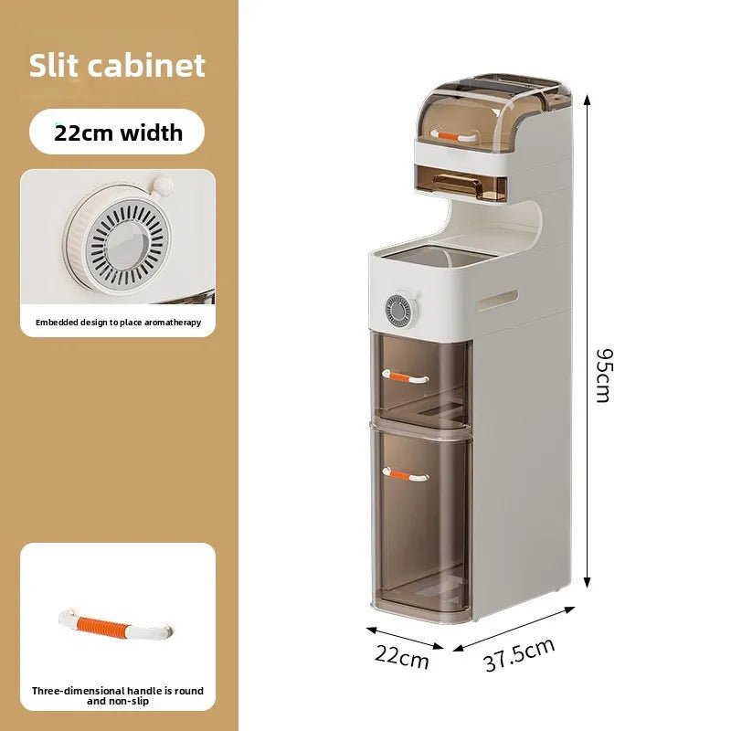 Multi-functional Drawer Type Crevice Cabinet, Kitchen Storage Rack, Bathroom, Narrow Slit With Light, Dust-proof Storage Cabinet Oasis Select 22cm-6-A