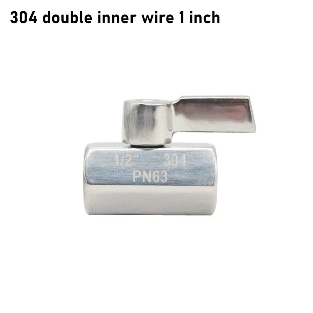 304 Stainless Steel Mini Ball Valve 1 2 3 4 6 Points PN63 Internal Thread External Thread for Water Oil Acid Two-way Ball Valve Oasis Select DN25 1 inch B